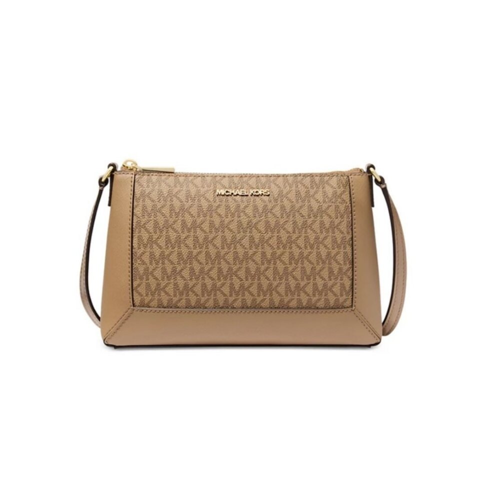 MICHAEL KORS Sallie monogram logo small crossbody bag - Husk /Tan